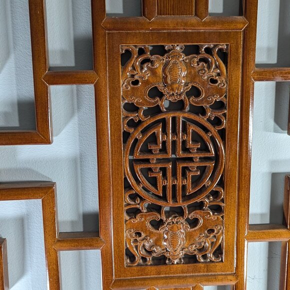Large Classical Chinese Dongyang Wood Carving Lattice window Chinese wall art - Picture 4 of 11